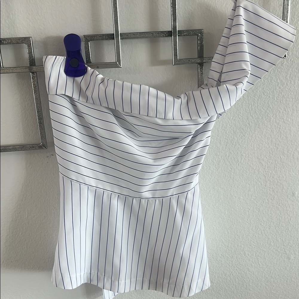 Striped One-Shoulder Women's Top